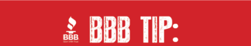BBB Tip banner with white text on a red background.
