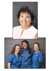 Memorial photo of Pam Boswell alongside images of BrightStar Care caregivers.